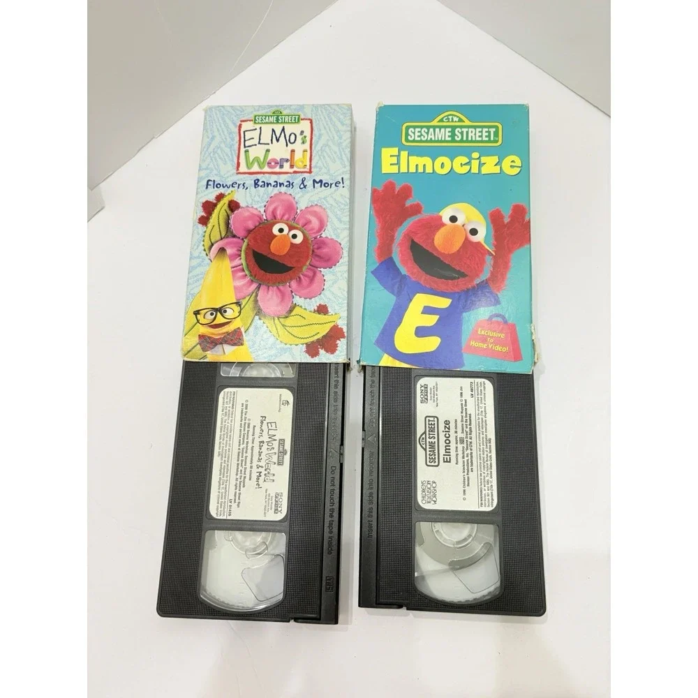 Elmo VHS Lot Of‎ 2 Sesame Street Tapes Elmocize, Flowers, Bananas & More!
